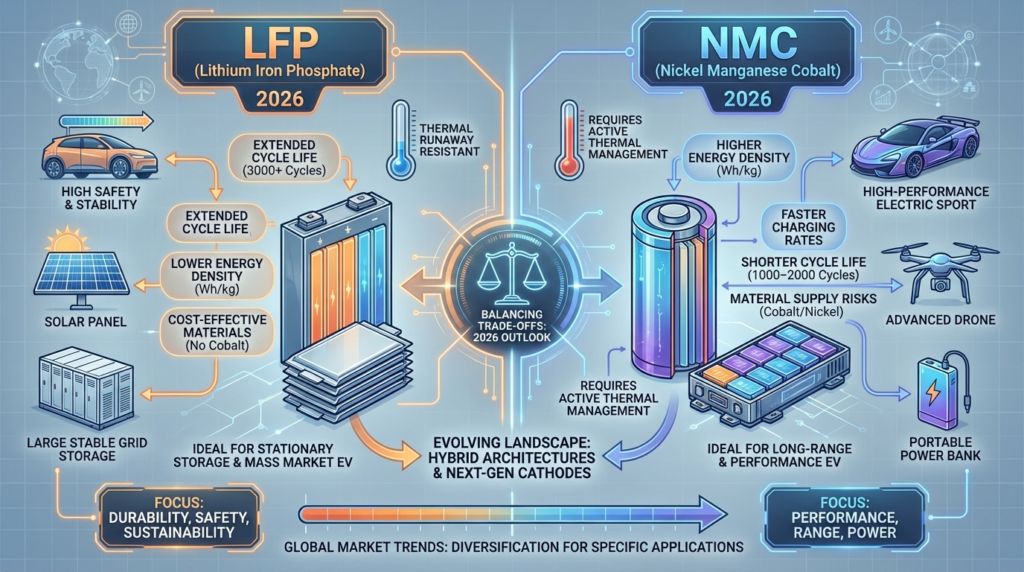 LFP vs NMC batteries 2026