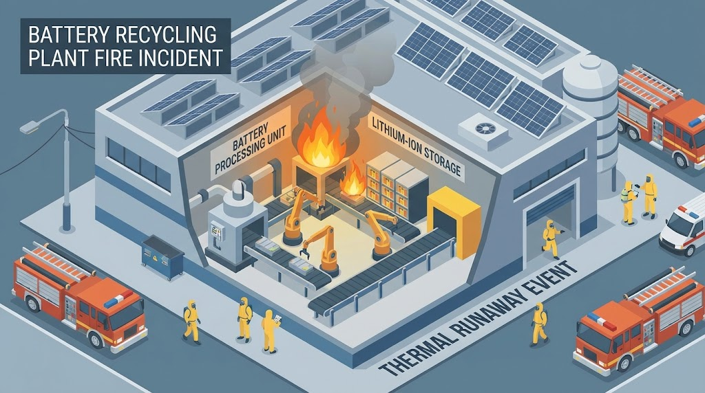 battery recycling plant fire