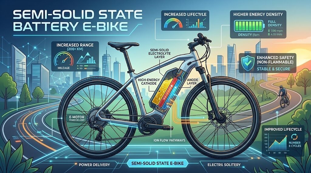Ride1Up Revolutionizes E-Bikes with 2026 Semi-Solid Battery — illustration for semi-solid state battery e-bike