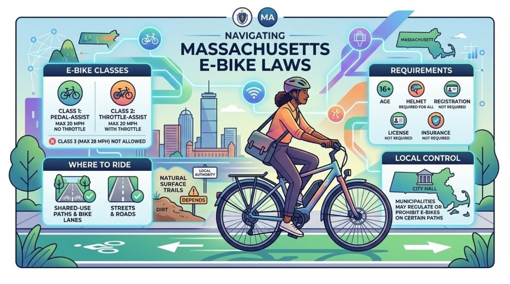 Massachusetts E-Bike Laws: The Complete 2026 Guide — illustration for Massachusetts e-bike laws